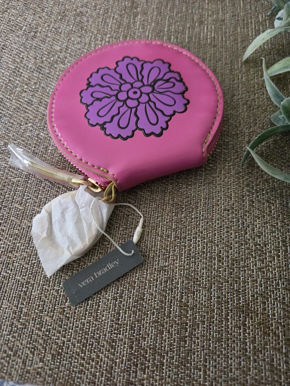Vera Bradley Hot Pink Floral Round Coin Pouch